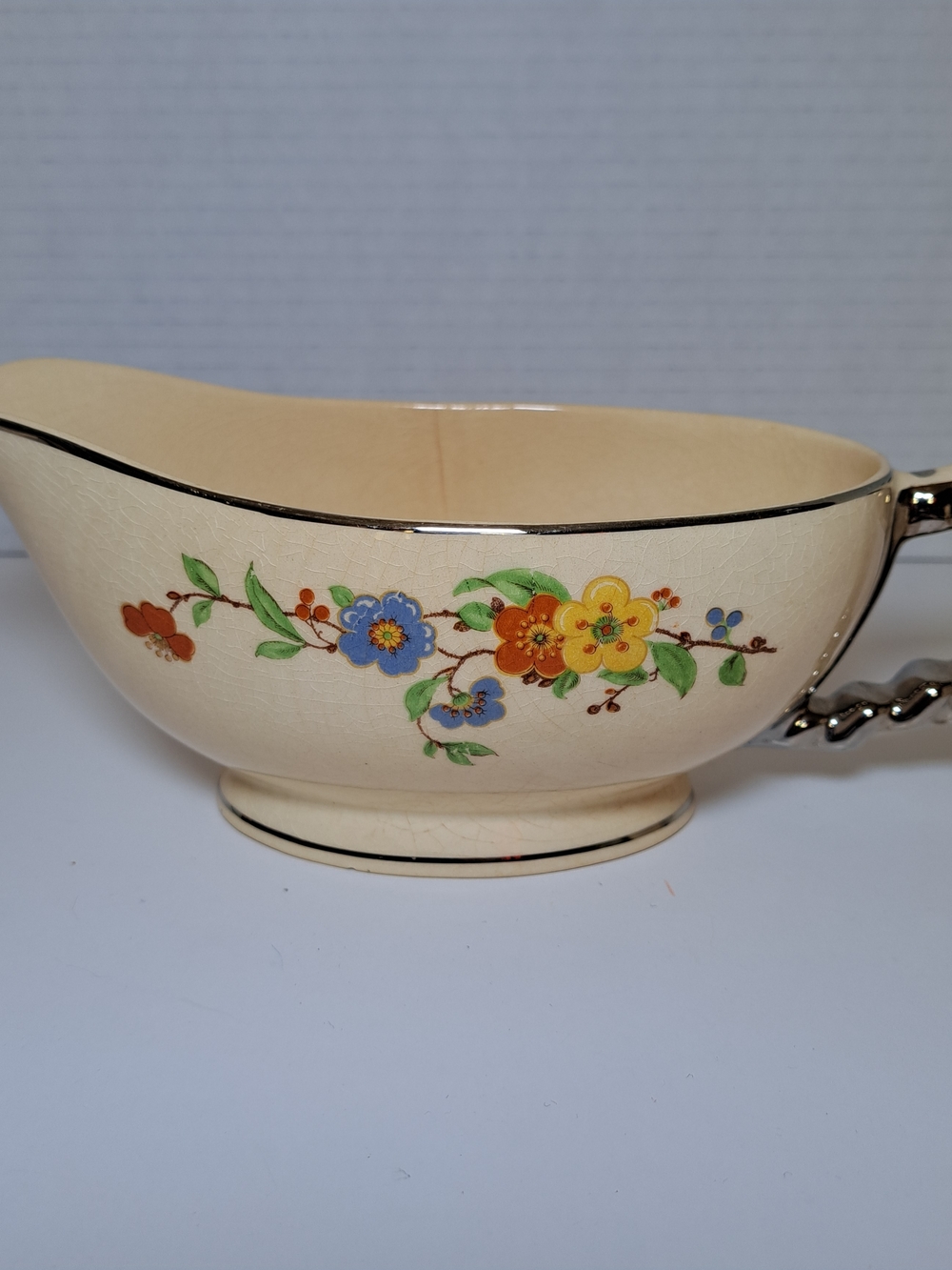Vintage 1930s Leigh Ware Springtime Gravy Boat & Creamer Server